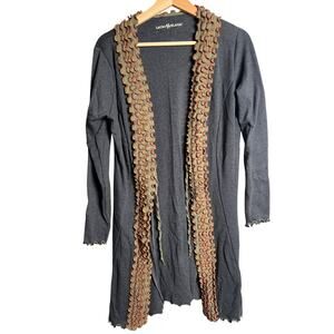 Laura Hlavac Ruffle Duster Sweater Cardigan  Long tie front jacket Size M